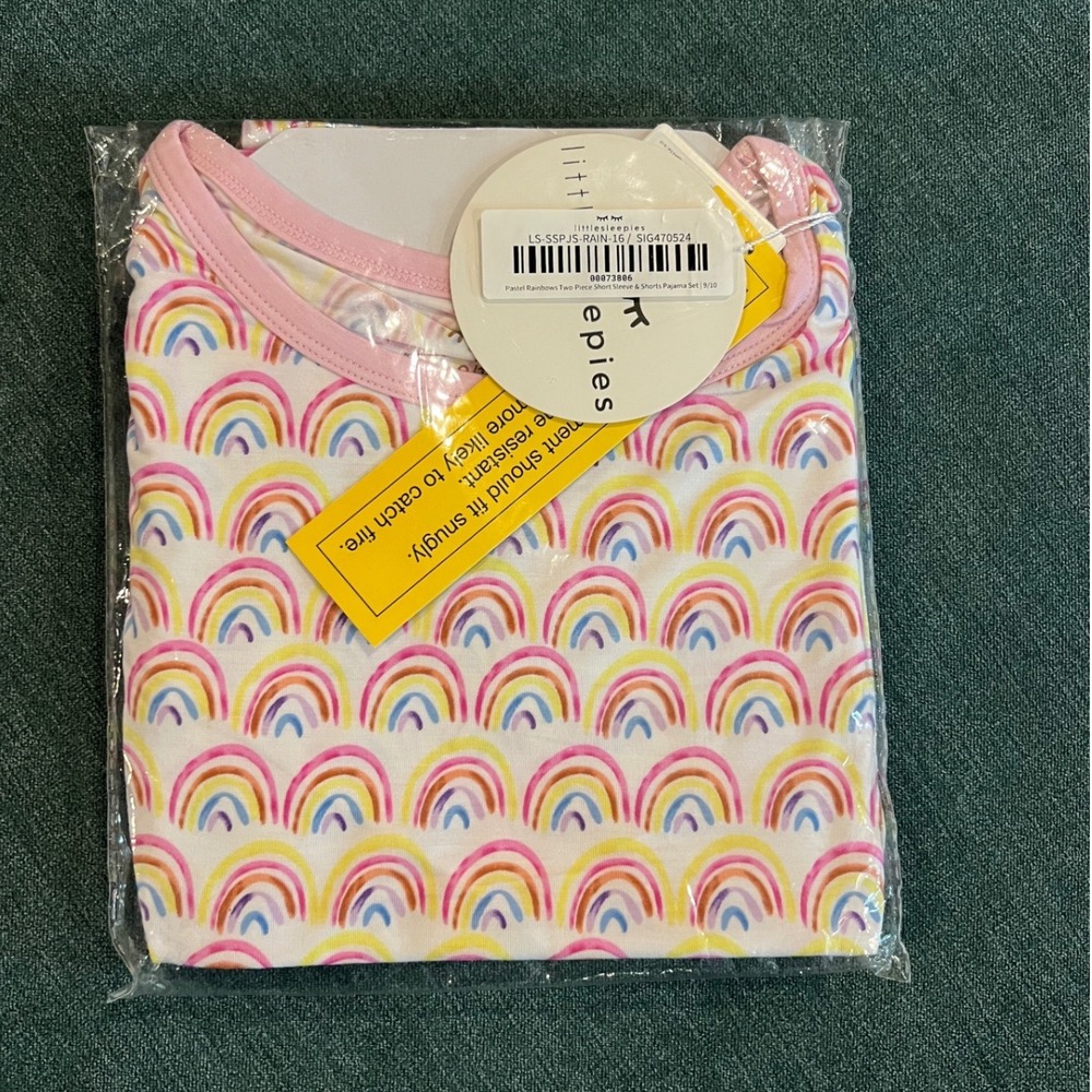 Little Sleepies Pastel Rainbow NWT Bamboo Pajama Set 9/10 Girls‎ Two Piece